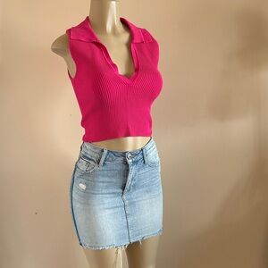 House of Harlow 1960 Pink Sleeveless Ribbed Knit Top